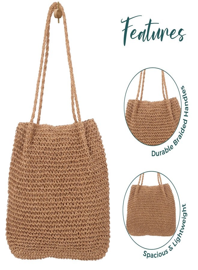 DENOVA stylish handbag, beach tote, travel friendly, ideal for shopping, outing for women and girls. (Natural Brown) - Image 2